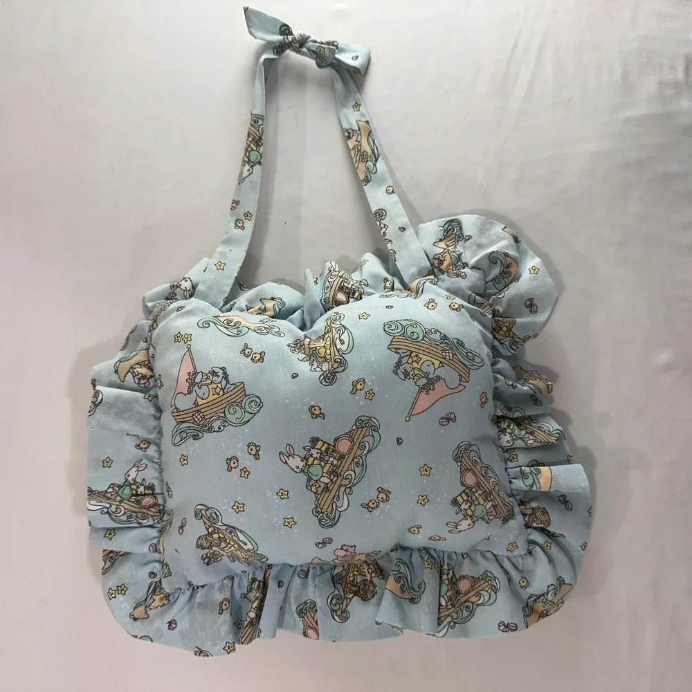 Vintage Handmade Cross Stitch Some Bunnies Sleeping Hanging Pillow‎ Cottagecore